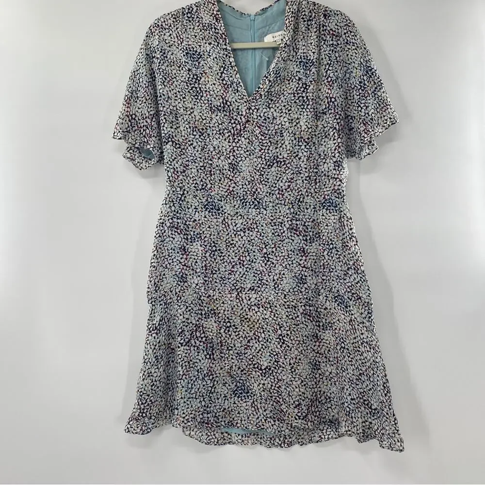 Reiss Ditsy Mosaic Print Silk Casual Dress Size 8 Medium Femme Multicolor Prose